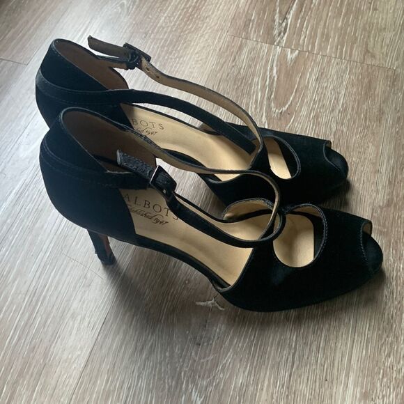 Talbots criss  cross ankle strap satin fabric heel size 8B preloved  ❤️GUC - Picture 1 of 16